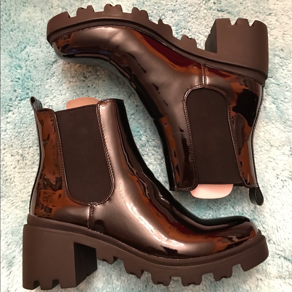Women’s Black Patent Faux Leather Booties